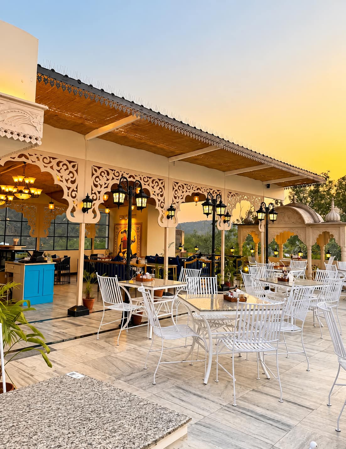 Rooftop seating at GARH