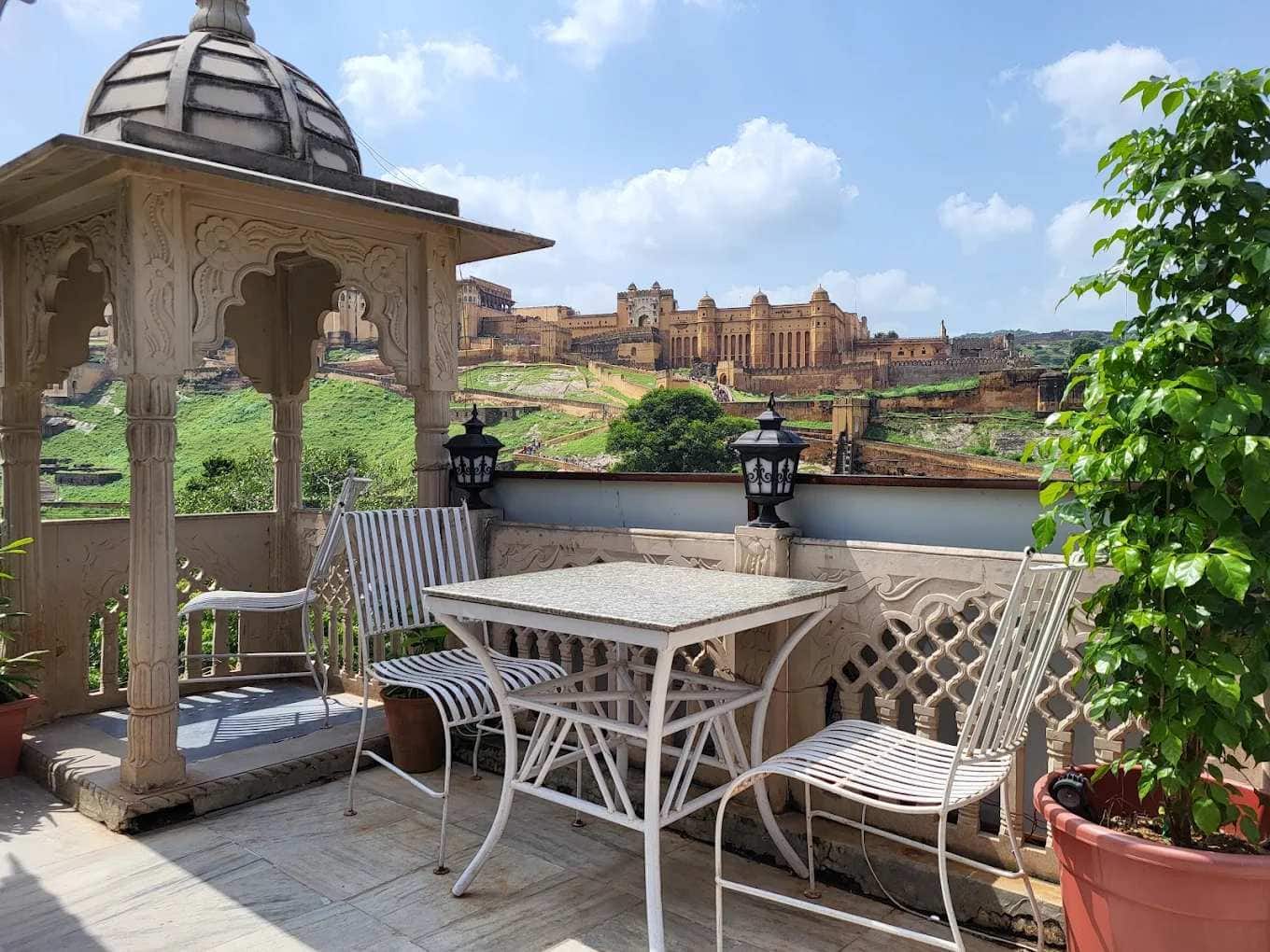 The dining setting at GARH Jaipur